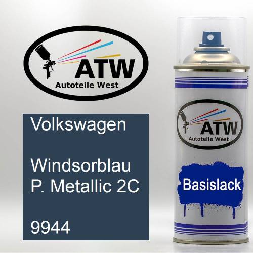 Volkswagen, Windsorblau P. Metallic 2C, 9944: 400ml Sprühdose, von ATW Autoteile West.